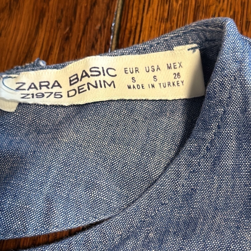 Zara Basic Light Blue Denim Romper - Picture 6 of 6